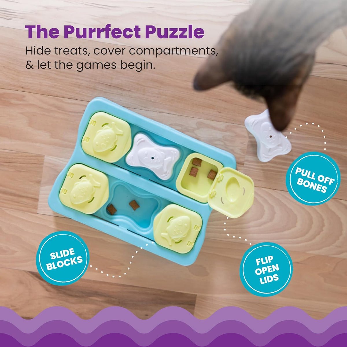 Nina Ottosson Kitty Cube Puzzle Cat Toy Treat Puzzle, 8.7"