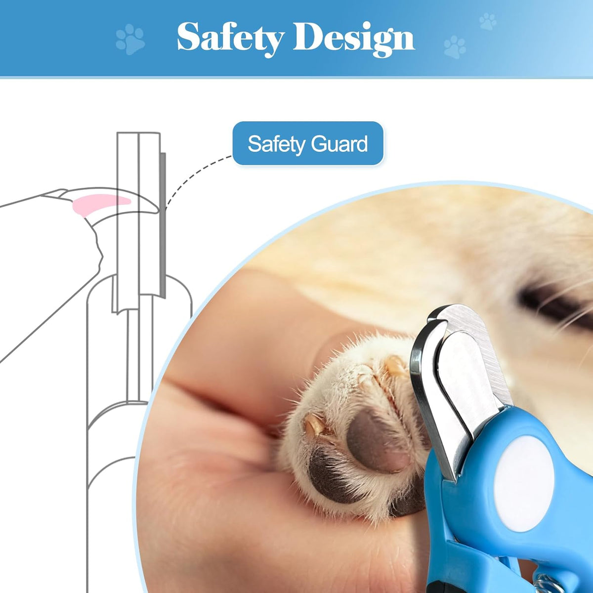 Heavy Duty Dog Nail Clippers and Trimmers, Professional Pet Nail Clippers with Nail File for Dogs Cats Small Animal, Claw Clippers with Safety Guard to Prevent Over-Cutting, Blue