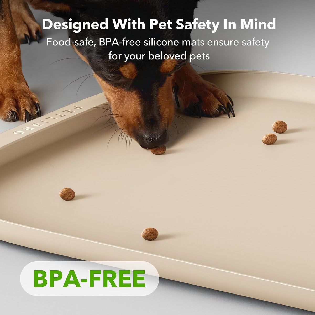 PETLIBRO Silicone Dog & Cat Food Mat for Feeder and Water Fountain, Bpa-Free Waterproof Pet Feeding Tray with Raised Edge Spill Protection, Non-Slip Easy Clean Bowl Placemat for WF005 AF103, 17.7"X12"