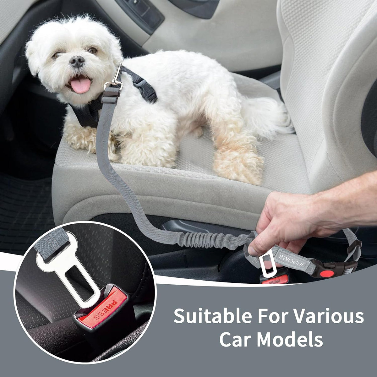 Dog Seat Belt for Car, Headrest Restraint Reflective Bungee, 1 Pack