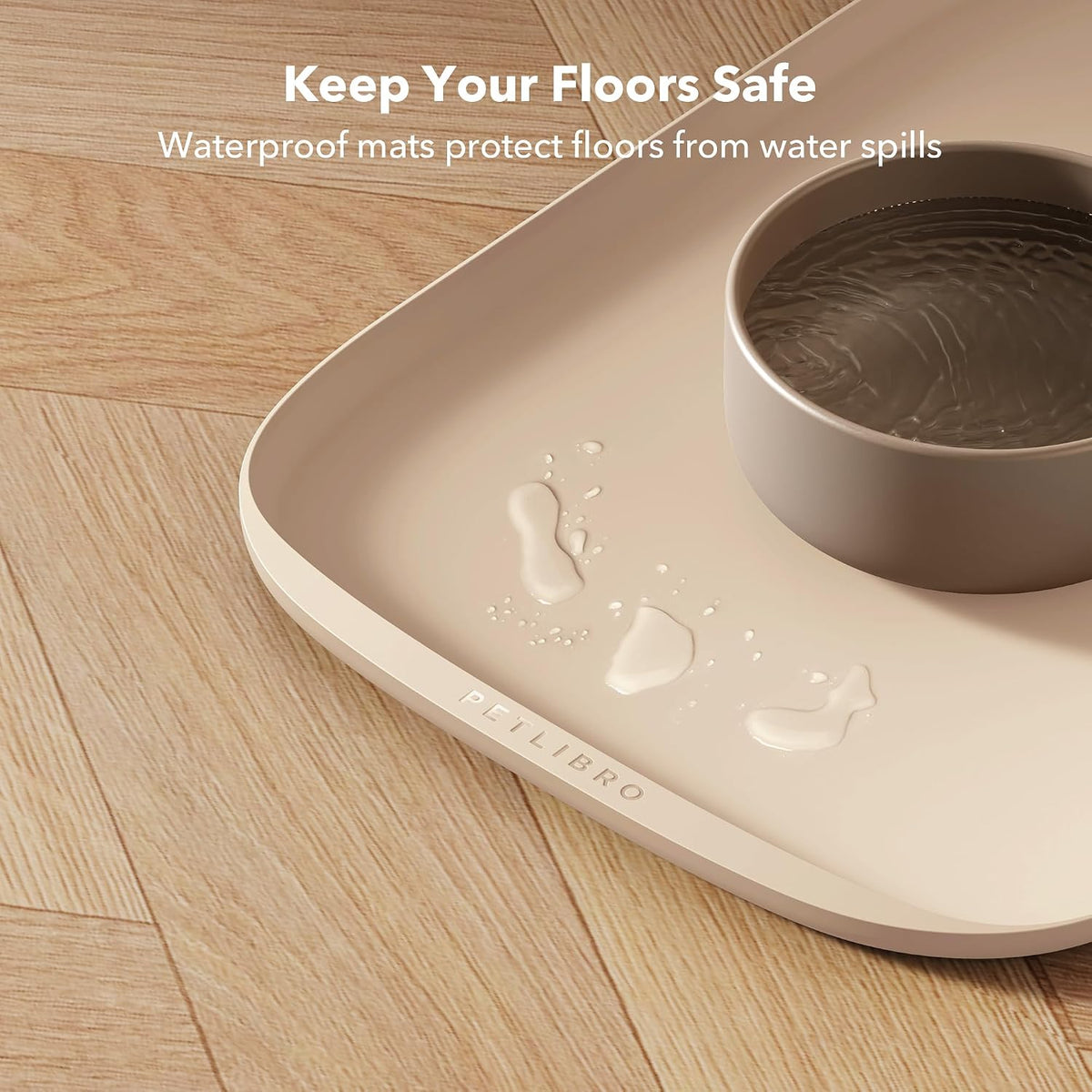 PETLIBRO Silicone Dog & Cat Food Mat for Feeder and Water Fountain, Bpa-Free Waterproof Pet Feeding Tray with Raised Edge Spill Protection, Non-Slip Easy Clean Bowl Placemat for WF005 AF103, 17.7"X12"