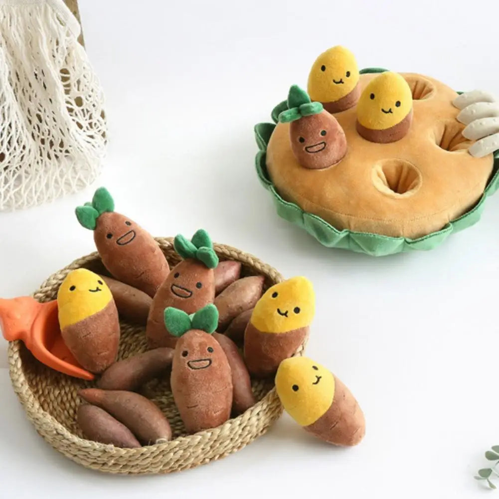 Chew-Resistant Pet Toy Durable Pet Toy Sweet Potato Dog Toy Set for Chew-Resistant Food-Seeking Fun Squeaky Pet Chew for Cats