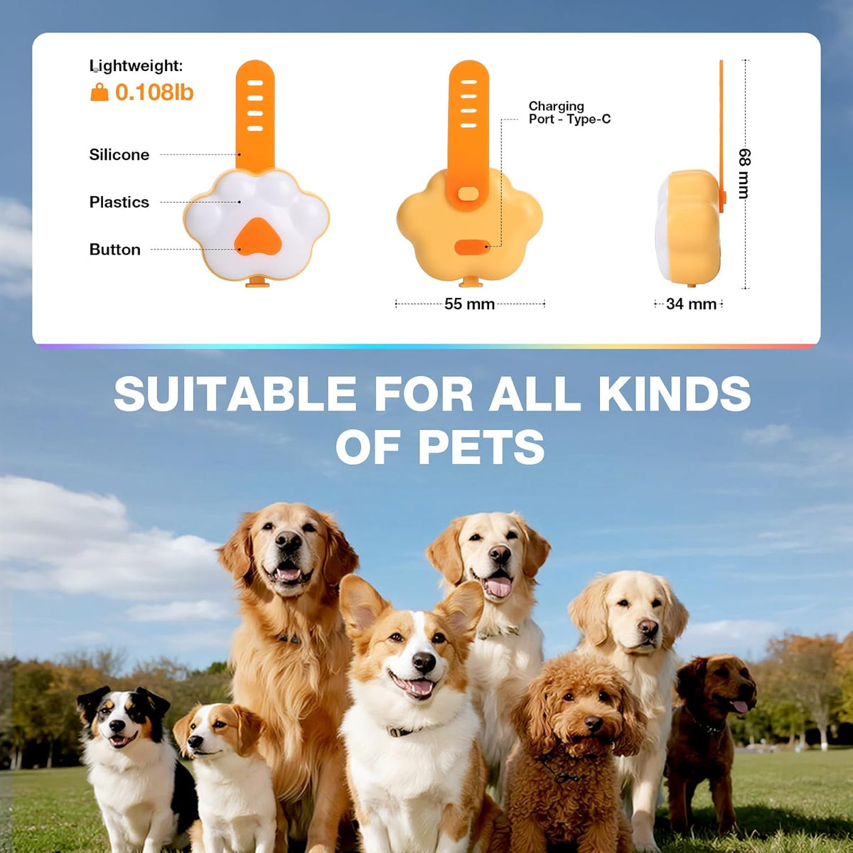 Light up Dog Collar - Dog Collar Lights for Night Walking - Dog Collar Lights Clip on - Waterproof Rechargeable Clip-On Design, 17-Hour Battery Life