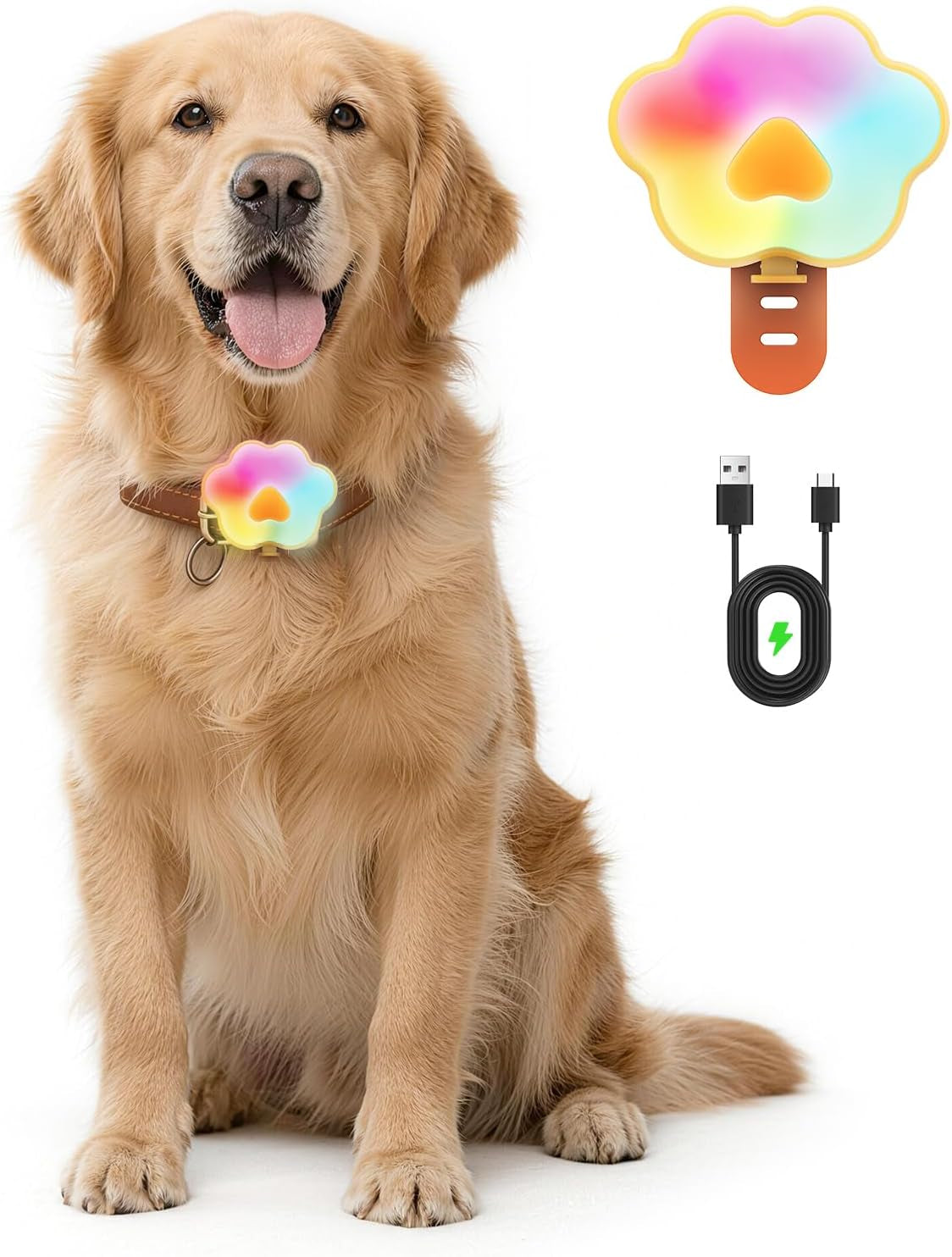 Light up Dog Collar - Dog Collar Lights for Night Walking - Dog Collar Lights Clip on - Waterproof Rechargeable Clip-On Design, 17-Hour Battery Life