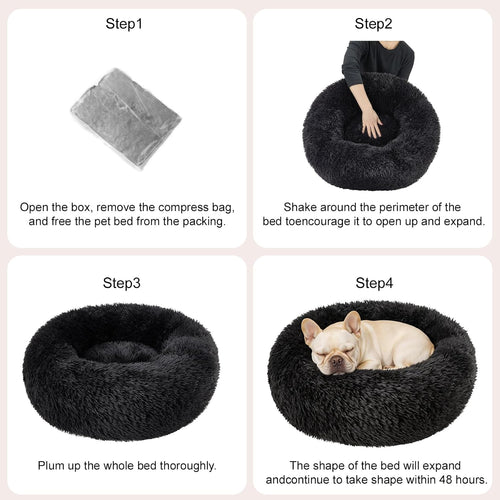 Small Dog Calming Beds Donut Washable round Puppy Cat Bed Anxiety Dog Bed